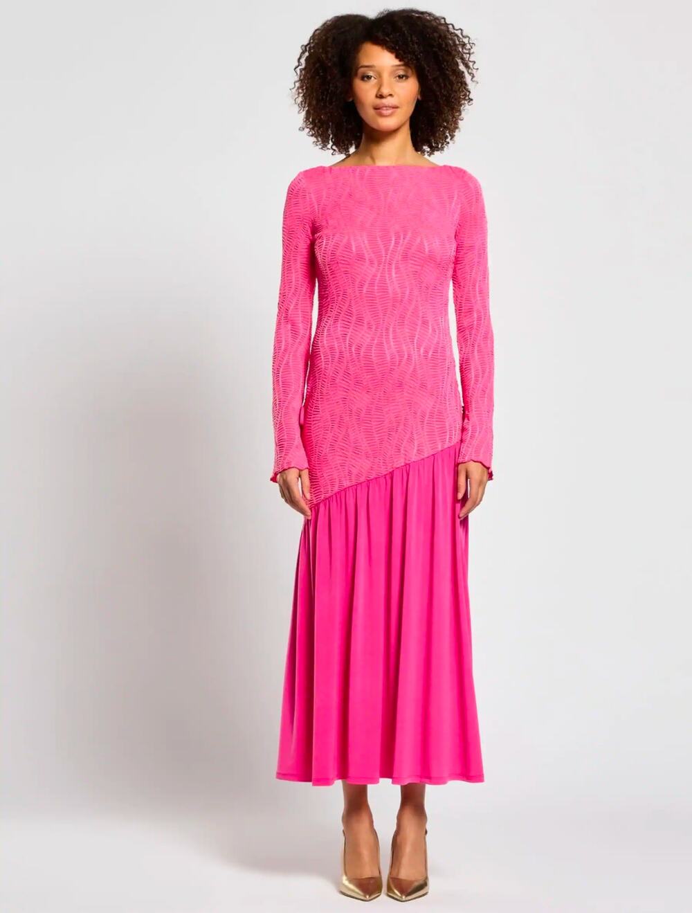 Daska Pink Meissa Maxi Pink Long Sleeve Dress